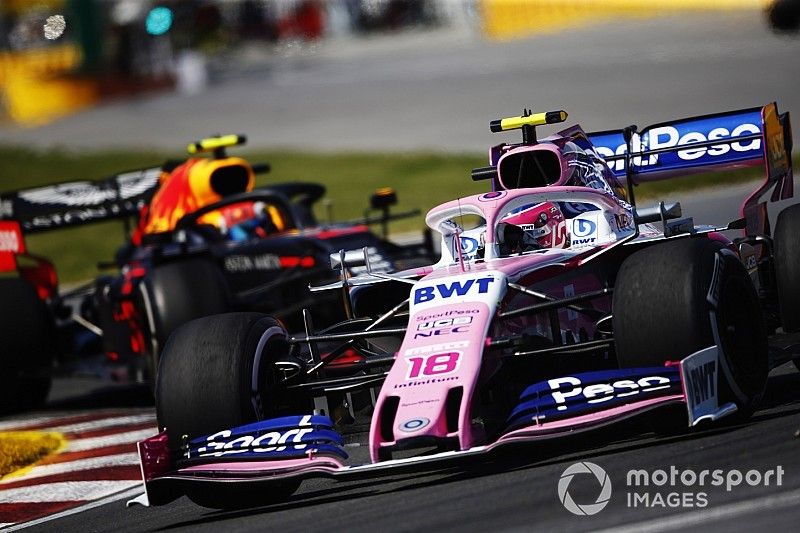 Lance Stroll, Racing Point RP19, leads Pierre Gasly, Red Bull Racing RB15