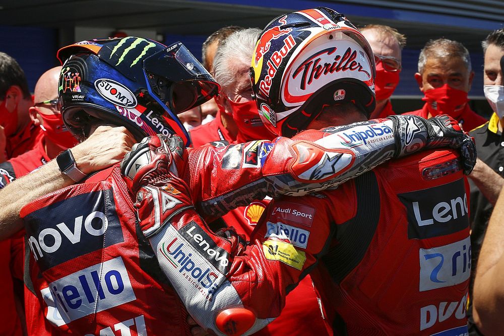 Race winner Jack Miller, Ducati Team, second place Francesco Bagnaia, Ducati Team