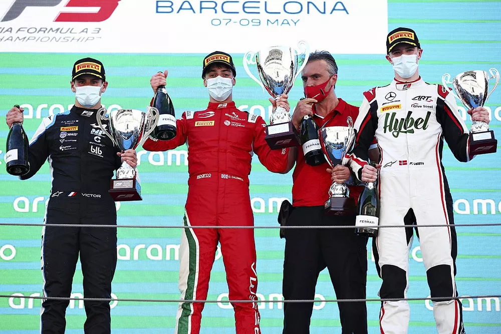 Podium: Race winner Race winner Olli Caldwell, Prema Racing, second place Victor Martins, MP Motorsport, third place Frederik Vesti, ART Grand Prix