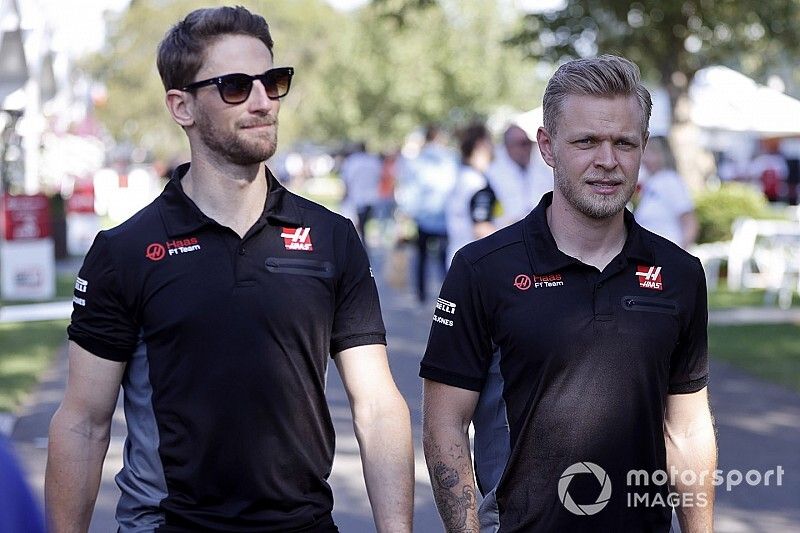 Romain Grosjean, Haas F1 and Kevin Magnussen, Haas F1 Team