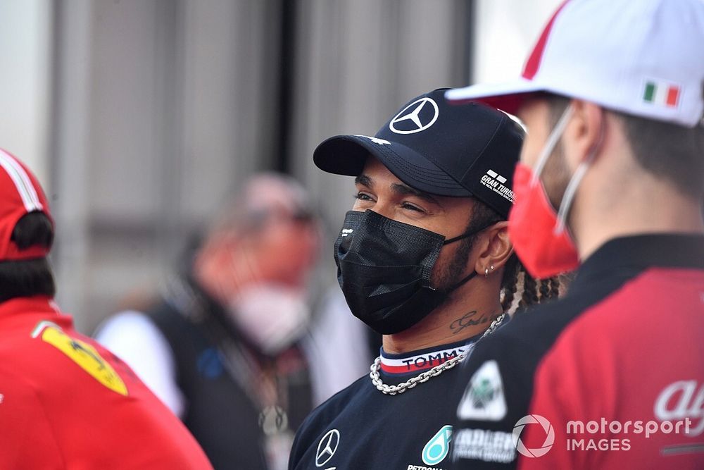 Lewis Hamilton, Mercedes, in the drivers parade