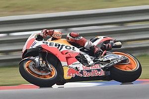 Argentina MotoGP: Marquez leads Honda 1-2 in wet warm-up