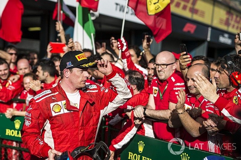 Kimi Raikkonen, Ferrari celebra en parc ferme