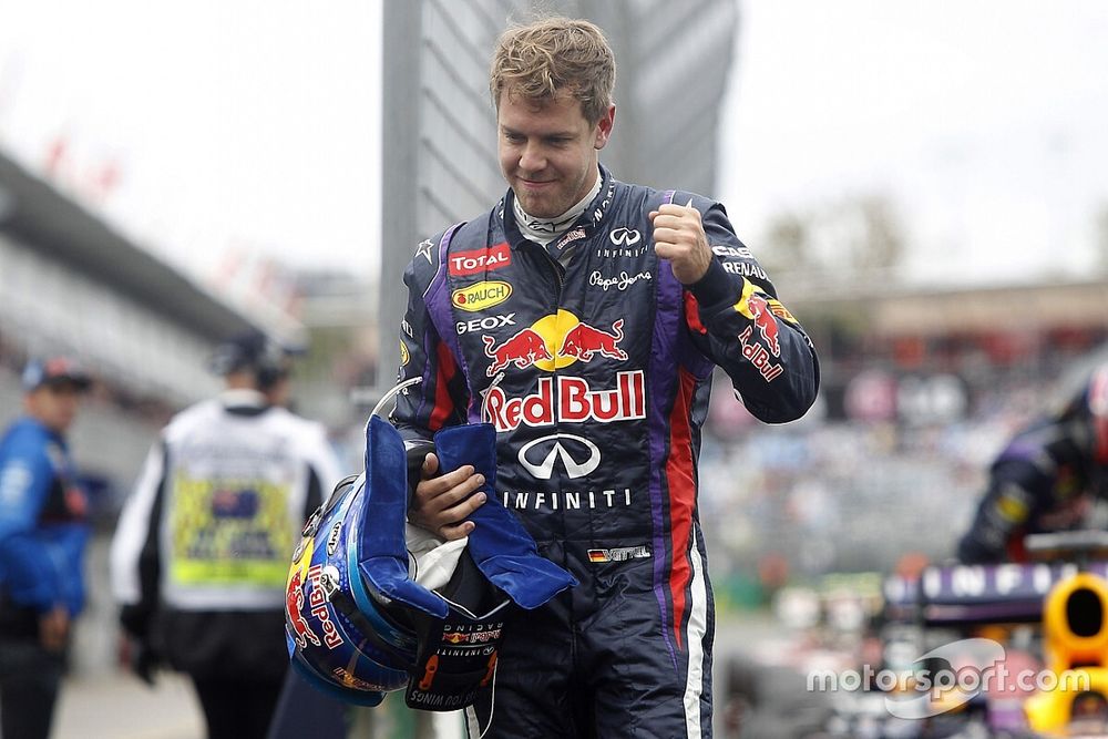 Sebastian Vettel, Red Bull Racing, fête sa pole