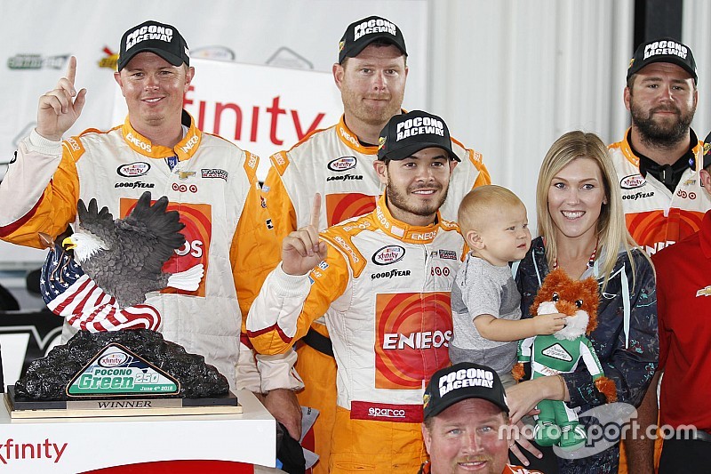 Kyle Larson wins rain-shortened Xfinity race at Pocono