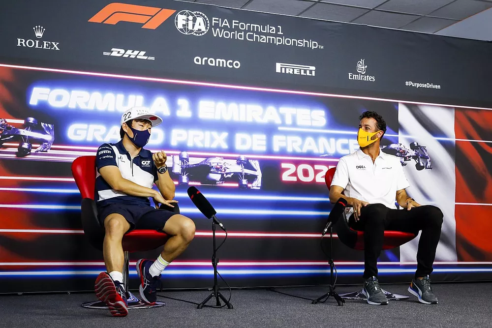 Yuki Tsunoda, AlphaTauri and Daniel Ricciardo, McLaren in the Press Conference