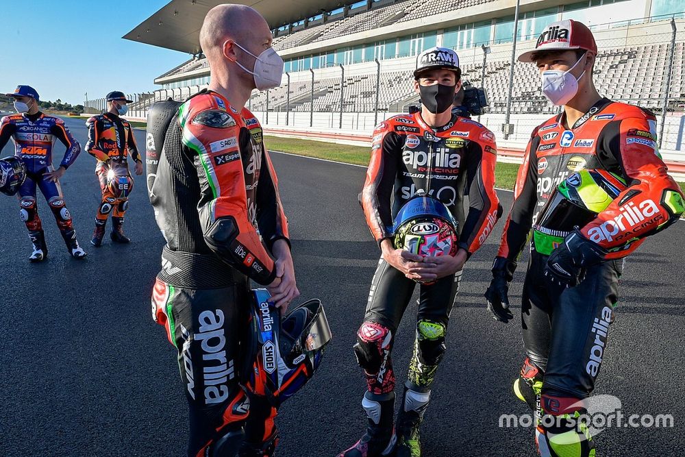 Bradley Smith, Aprilia Racing Team Gresini, Aleix Espargaro, Aprilia Racing Team et Lorenzo Savadori, Aprilia Racing Team