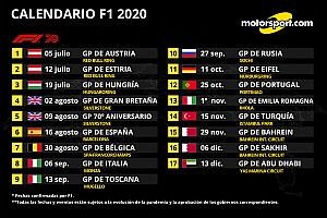 Así queda el calendario definitivo 2020 de F1