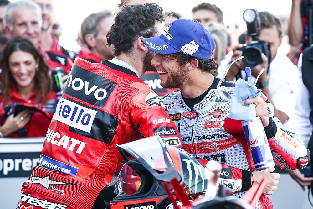 Le poleman Francesco Bagnaia, Ducati Team, et Enea Bastianini, Gresini Racing