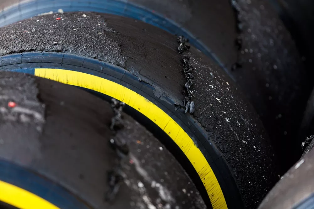 Worn Pirelli tyres