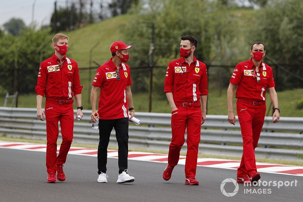 Sebastian Vettel, Ferrari, walks the track