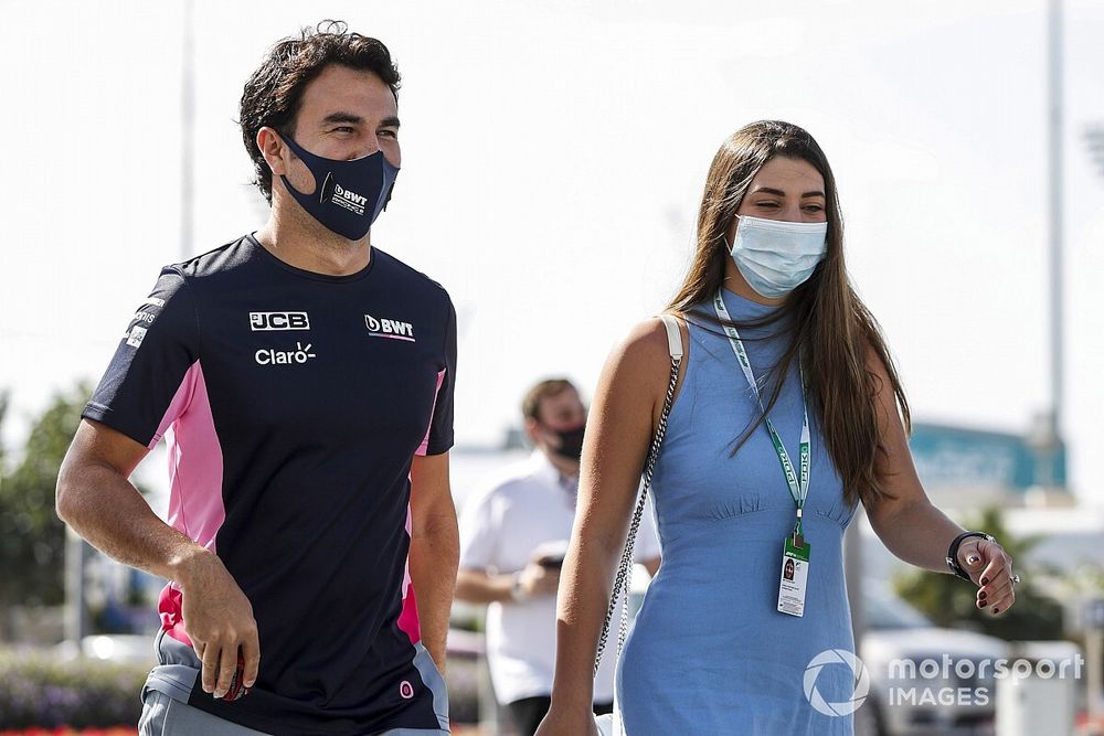 Sergio Perez, Racing Point, with his wife Carola Martínez