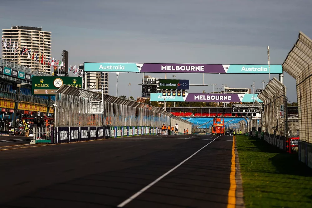 A general view of the pit straight