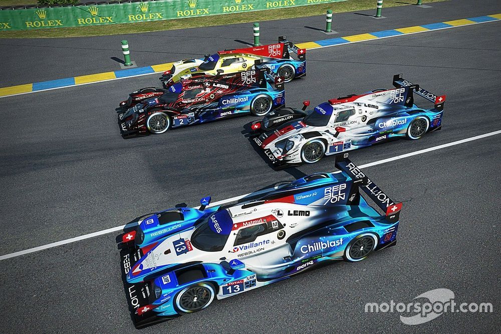 #13 Rebellion Williams Esport Oreca 07 LMP2: Agustin Canapino, Jack Aitken, Alex Arana, Michael Romanidis, #1 Rebellion Williams Esport Oreca 07 LMP2: Louis Deletraz, Raffaele Marciello, Nikodem Wisniewski, Kuba Brzezinski, #2 Rebellion Williams Esport Oreca 07 LMP2: Gustavo Menezes, Bruno Senna, Petar Brljak, Dawid Mroczek