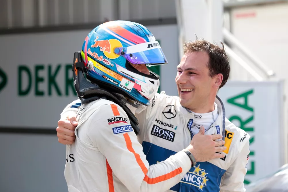 Robert Wickens (CAN) Mercedes AMG DTM-Team HWA DTM Mercedes AMG C-Coup&eacute; and Gary Paffett (GBR) Mercedes AMG DTM-Team HWA DTM Mercedes AMG C-&eacute;
