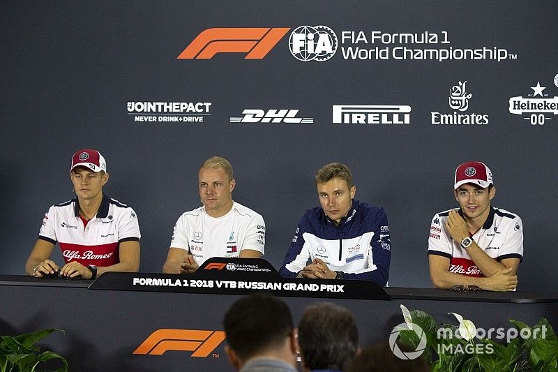 Marcus Ericsson, Sauber, Valtteri Bottas, Mercedes AMG F1, Sergey Sirotkin, Williams Racing and Charles Leclerc, Sauber in the press conference