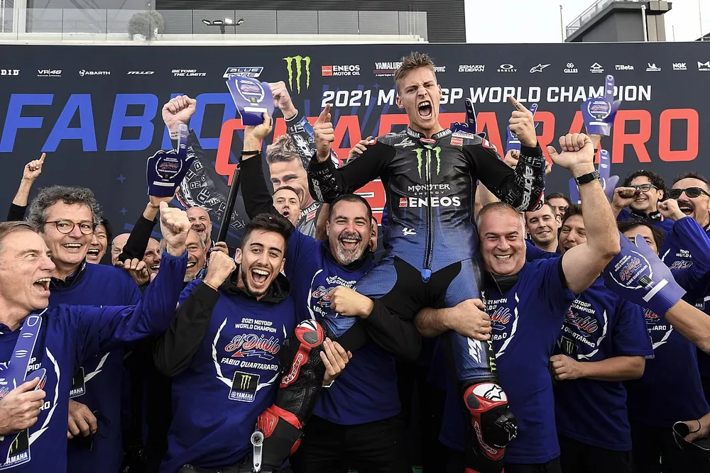 World Champion Fabio Quartararo, Yamaha Factory Racing celebrates with his team