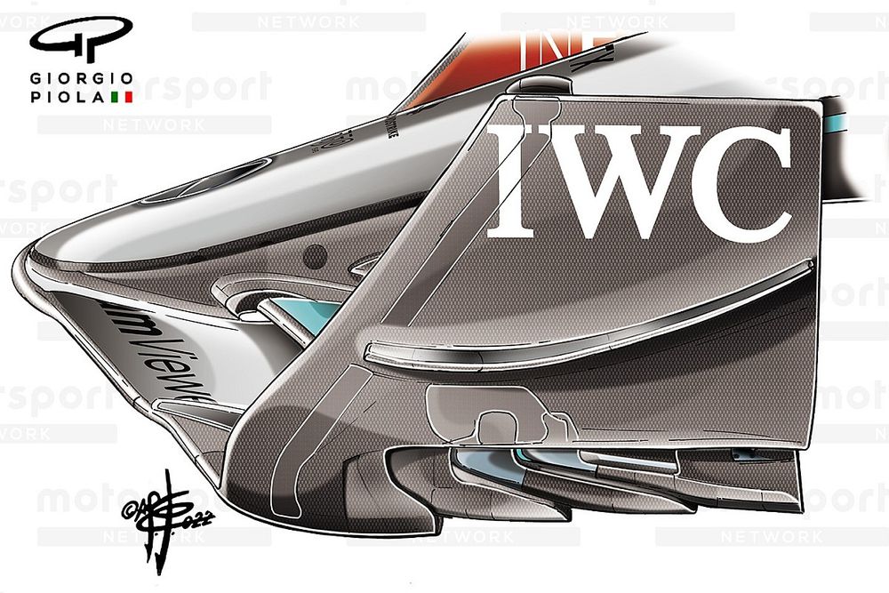 Mercedes W13 new front wing end plate