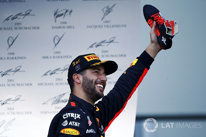 【F1】リカルド「リスタートで、3台を抜いたのが勝利のポイント」
