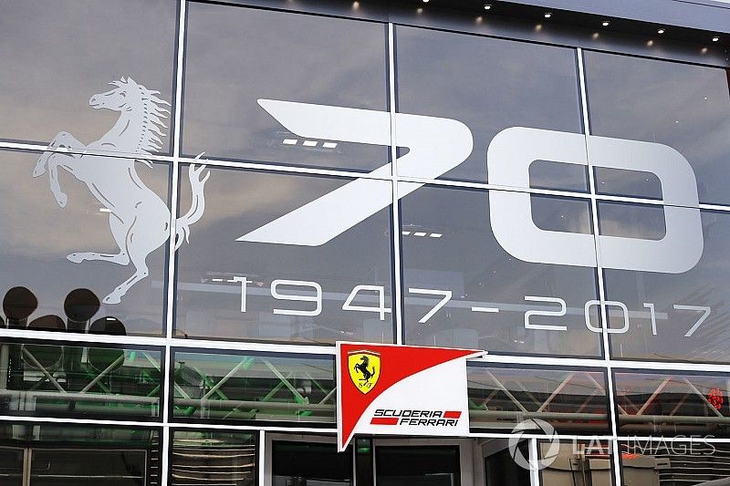 The Ferrari hospitality unit, a message celebrating 70 years