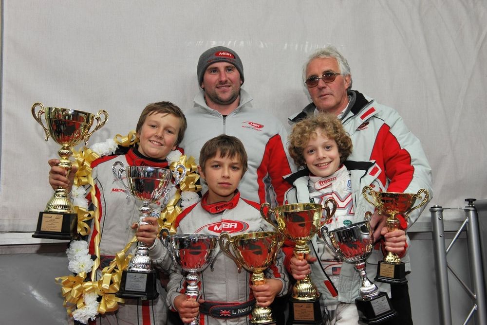 Mick and Dan Barrett with stars of the future including Lando Norris