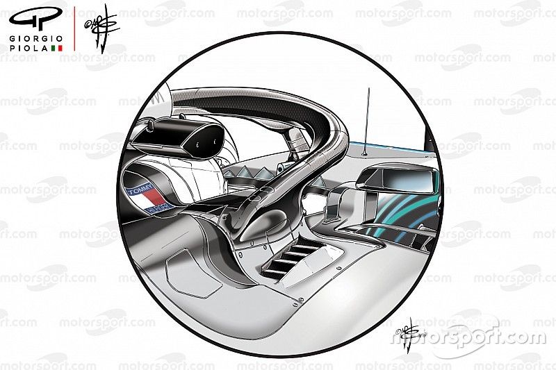 Mercedes W09 extra sleuven voor koeling