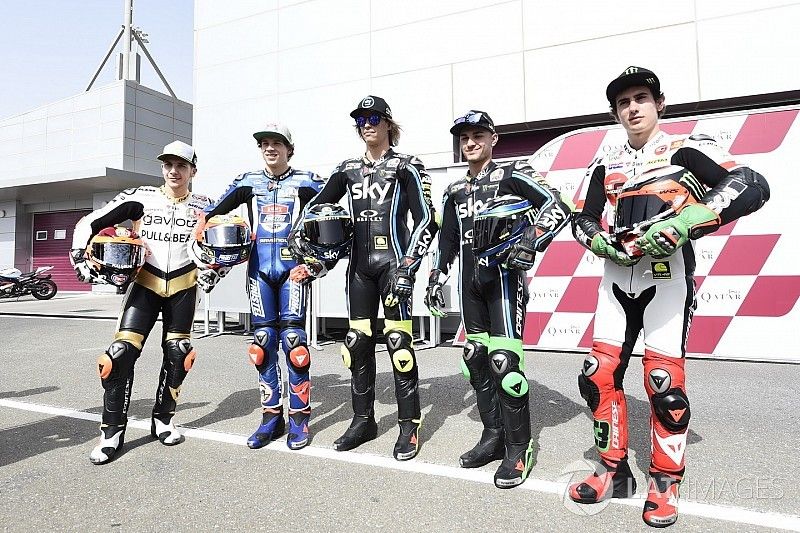 Andrea Migno, Aspar Team, Marco Bezzecchi, MC Saxoprint Nicolo Bulega, Sky Racing Team VR46, Dennis Foggia, Sky Racing Team VR46, BNiccolo Antonelli, SIC58 Squadra Corse