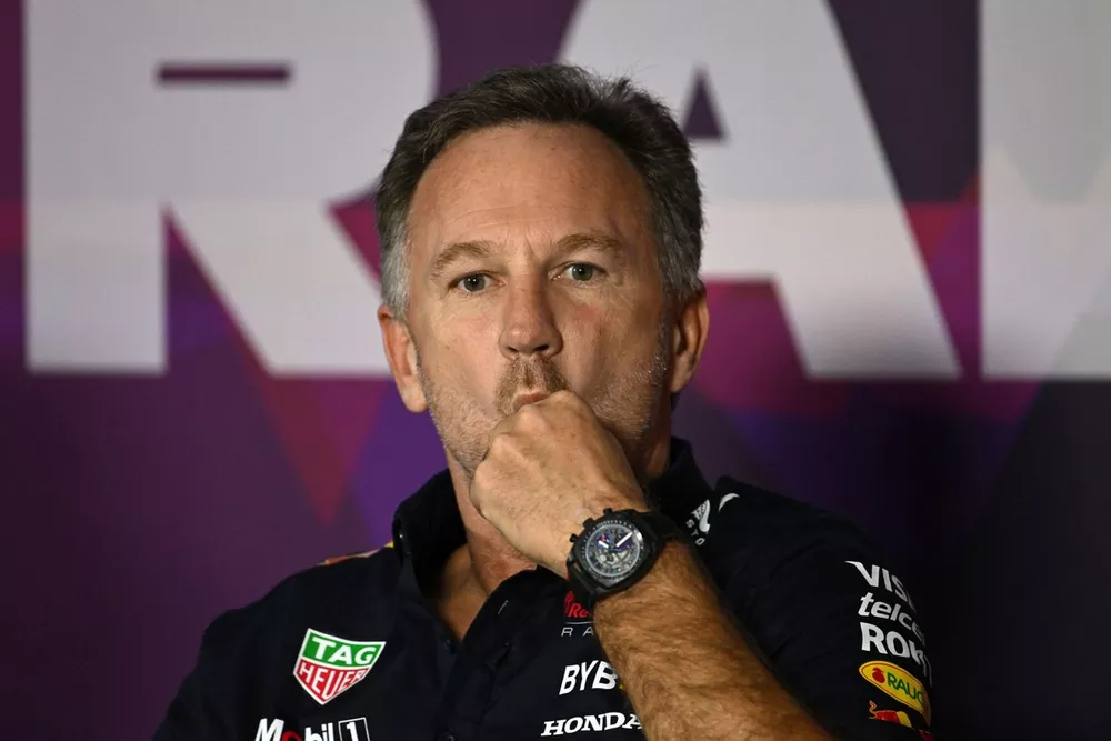 Christian Horner, Team Principal, Red Bull Racing alla conferenza stampa