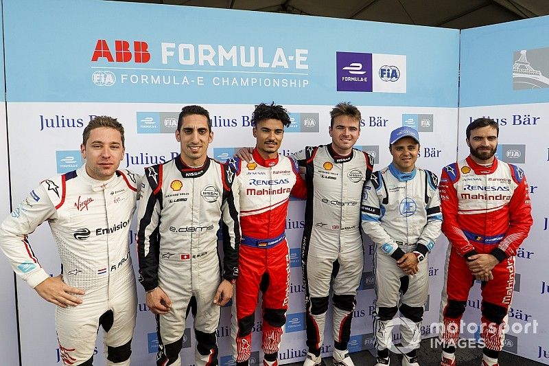 Robin Frijns, Envision Virgin Racing, Sébastien Buemi, Nissan e.Dams, Pascal Wehrlein, Mahindra Racing, Oliver Rowland, Nissan e.Dams, Felipe Massa, Venturi Formula E, Jérôme d'Ambrosio, Mahindra Racing