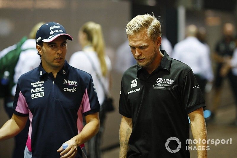 Sergio Pérez, Racing Point y Kevin Magnussen, Haas F1 Team