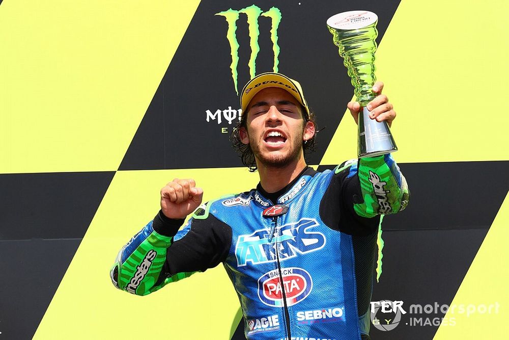 Podio: il vincitore della gara Enea Bastianini, Italtrans Racing Team