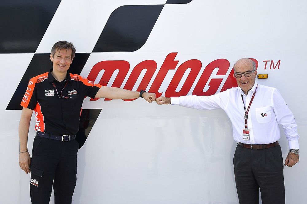 Massimo Rivola, Aprilia Racing CEO, Carmelo Ezpeleta, Dorna CEO
