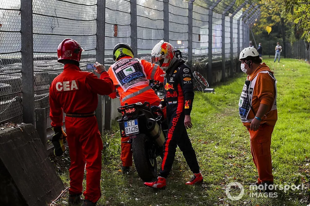 Max Verstappen, Red Bull Racing after retiring from the race