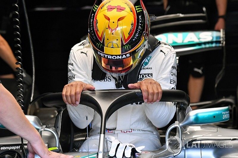 Lewis Hamilton, Mercedes-Benz F1 W08 con el Halo