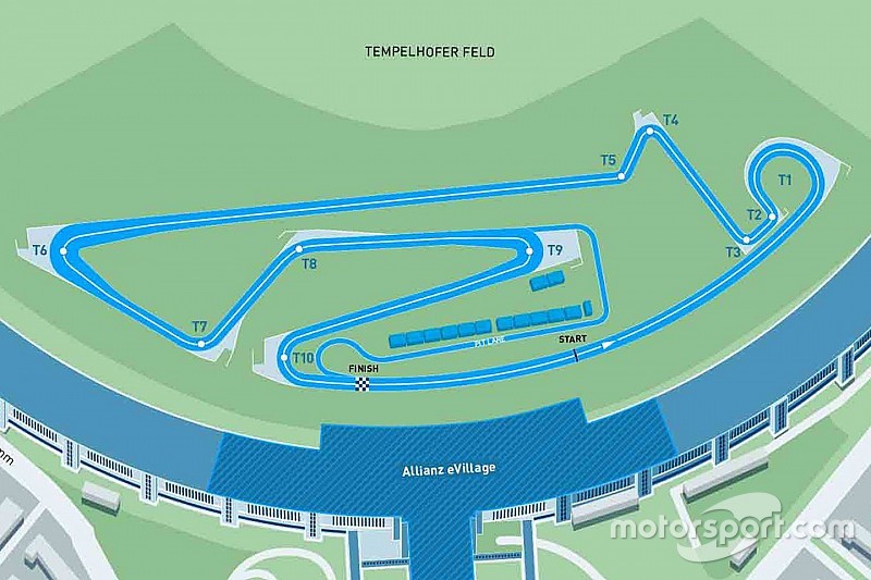 Streckenlayout für Formel E am Flughafen Tempelhof in Berlin steht