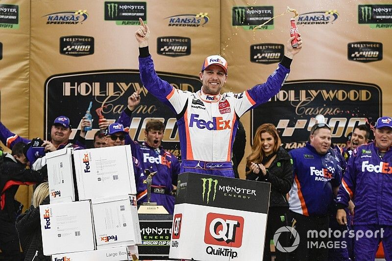 Race Winner Denny Hamlin, Joe Gibbs Racing, Toyota Camry