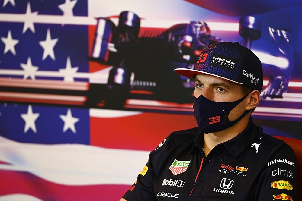 Max Verstappen, Red Bull Racing nella conferenza stampa dei piloti