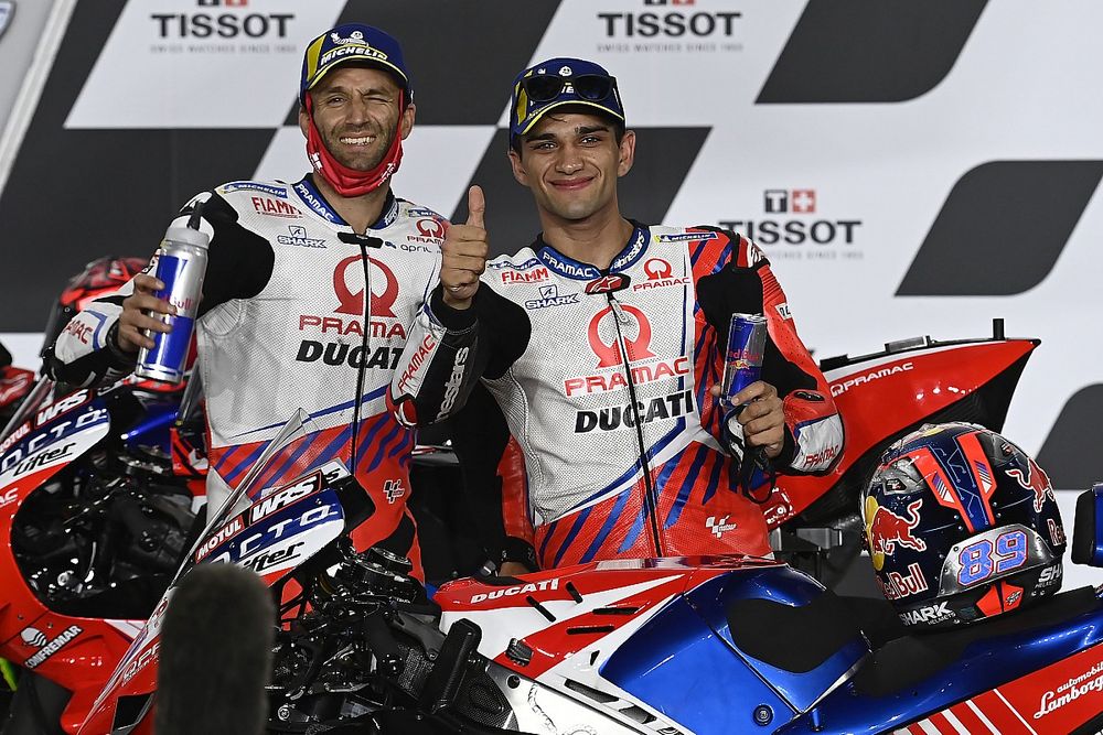 Segundo lugar Johann Zarco, Pramac Racing y Tercer lugar Jorge Martin, Pramac Racing