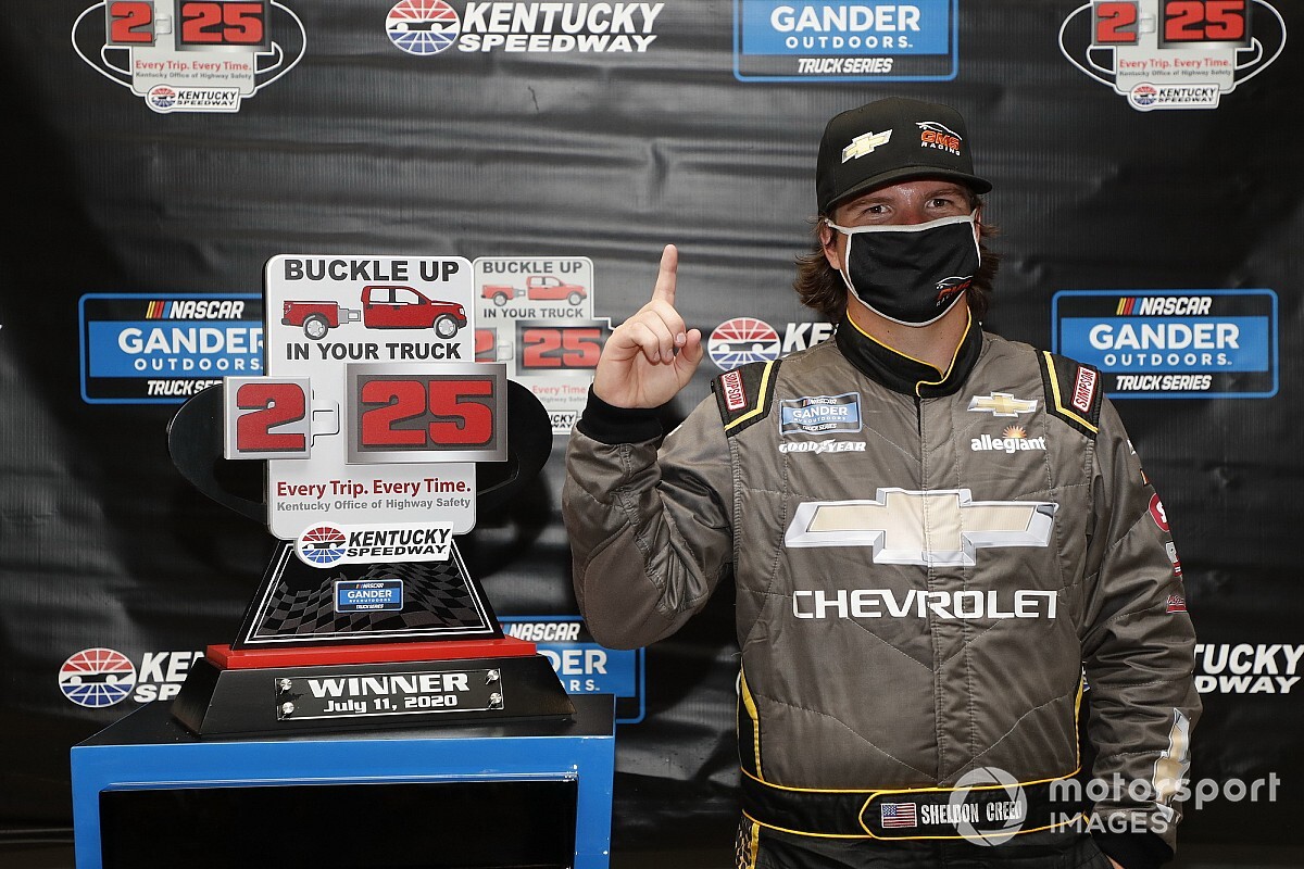 Sheldon Creed wins rain-shortened Truck race at Kentucky