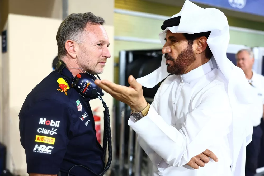 Christian Horner, team principal Red Bull et Mohammed ben Sulayem, pr&eacute;sident de la FIA