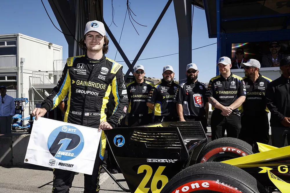 Pole sitter Colton Herta, Andretti Autosport Honda
