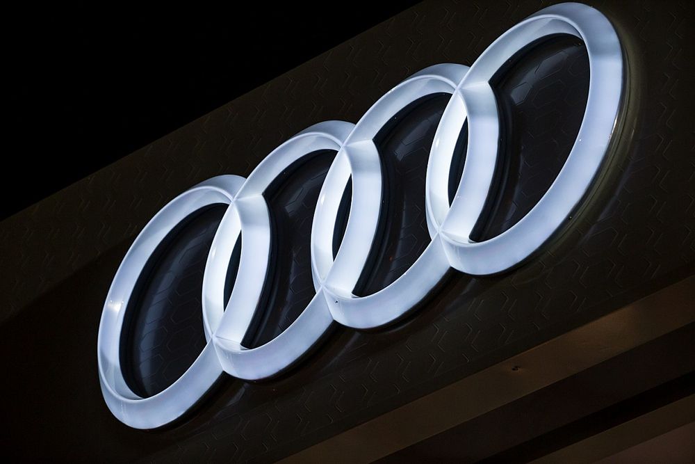 Audi logo lit up at night