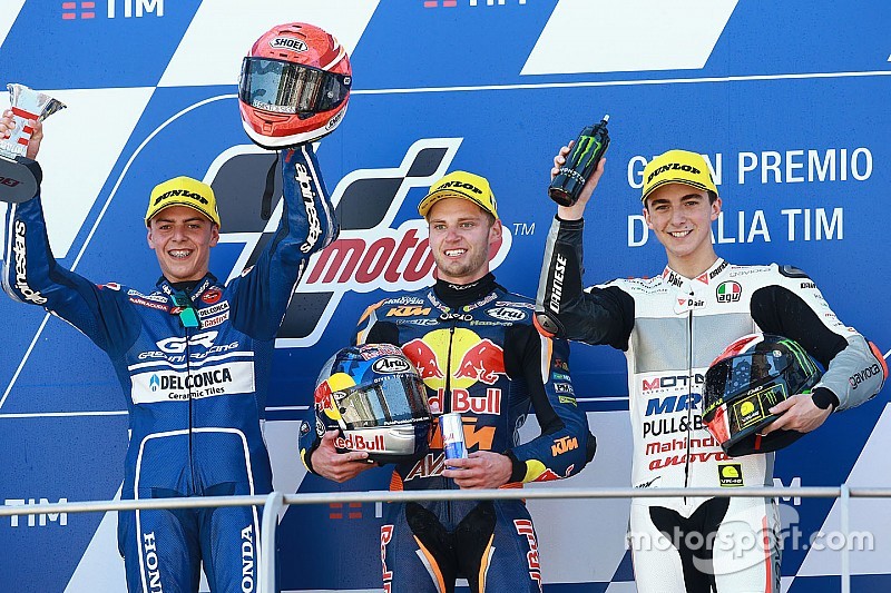 Moto3 İtalya: Yarışın ikincisi Di Giannantonio'ya şampanya engeli