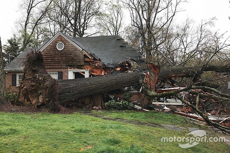 The Brady home in Atlanta, Georgia, after a tree fell on it while they were watching the Australian GP