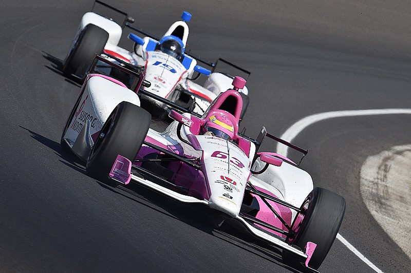 Pippa Mann racing for Coyne, and Clauson, at Pocono
