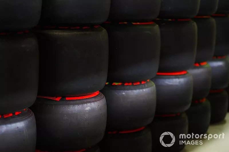Stacks of Pirelli tyres