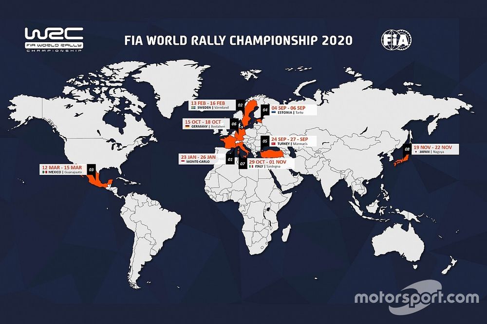 Calendario 2020 del WRC