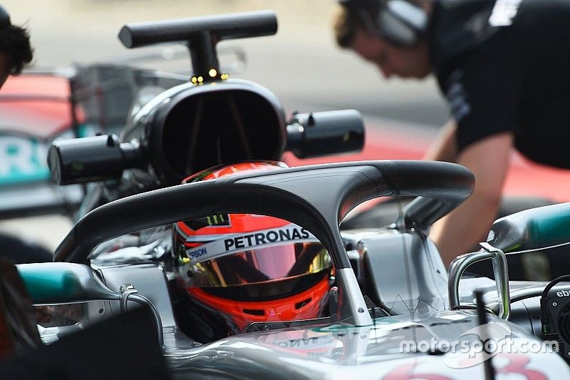 George Russell, Mercedes-Benz F1 W08 with halo