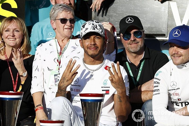 Lewis Hamilton, Mercedes AMG F1, celebrates winning the World Championship with  th teame 