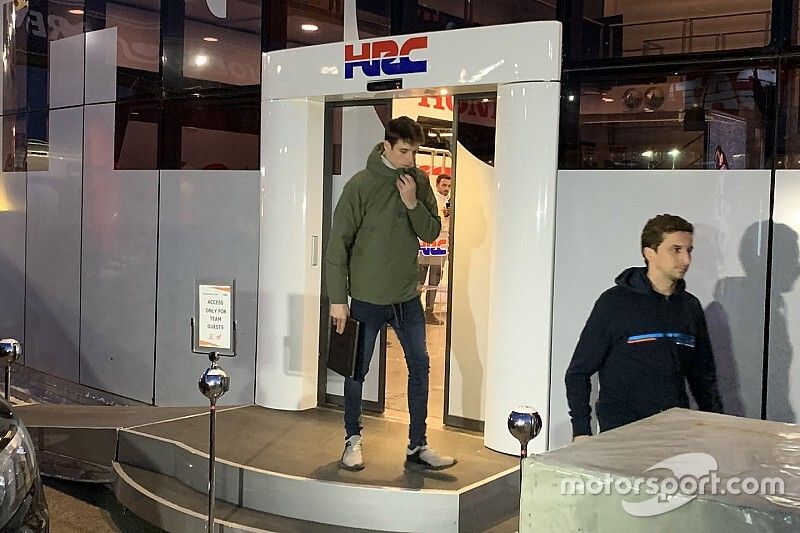 Alex Marquez at the Honda HRC motorhome
